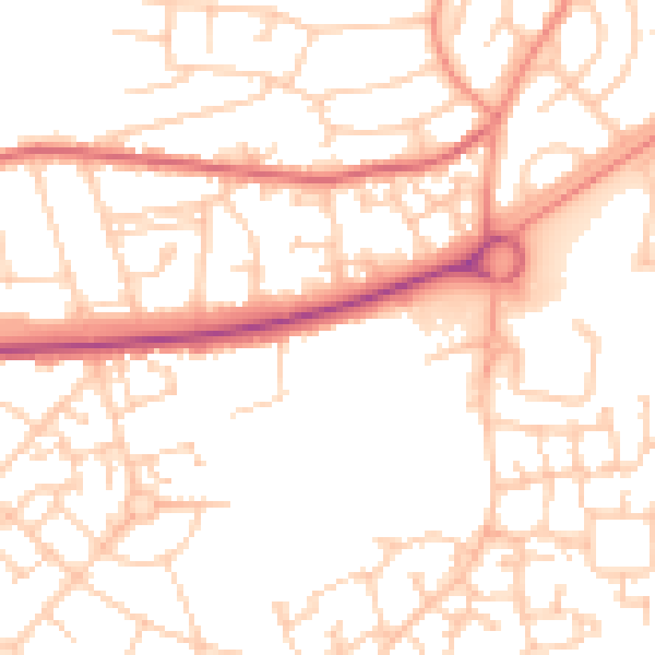 Daytime road noise heatmap for LS10 4AX