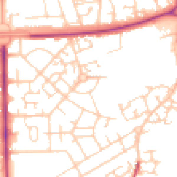 Daytime road noise heatmap for LS10 4DJ