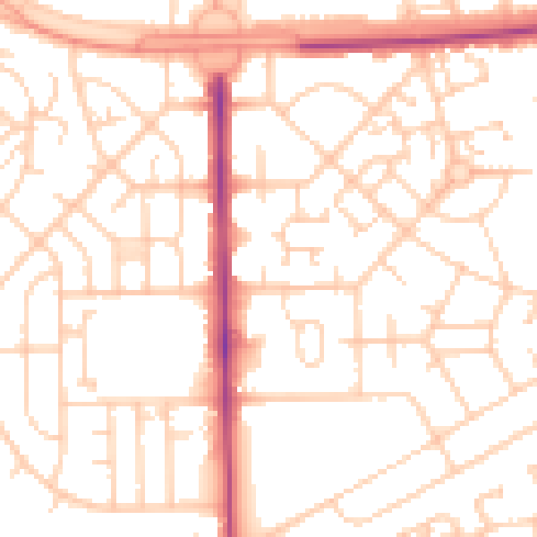 Daytime road noise heatmap for LS10 4EN