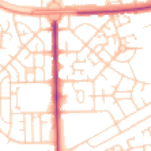 Daytime road noise heatmap for LS10 4UF