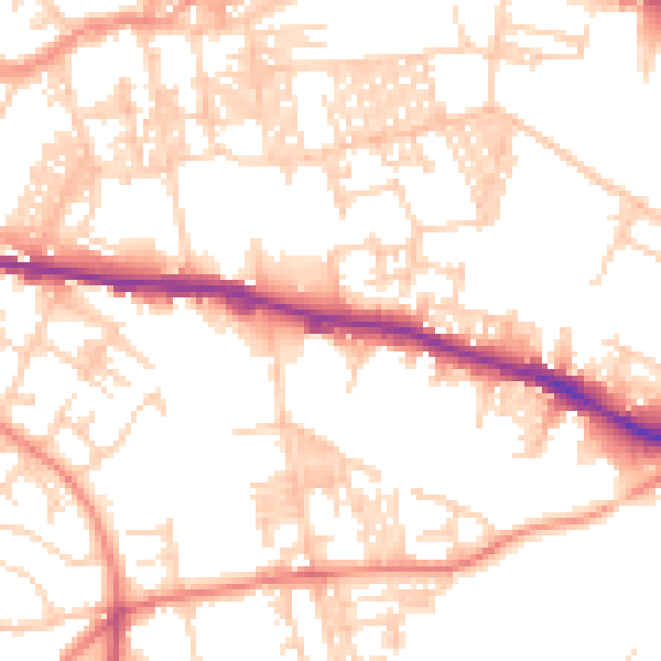 Daytime road noise heatmap for LS12 1BW