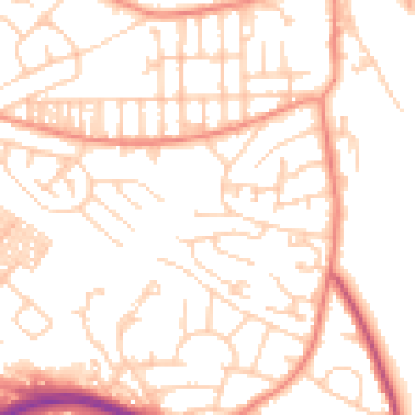Daytime road noise heatmap for LS12 2JA