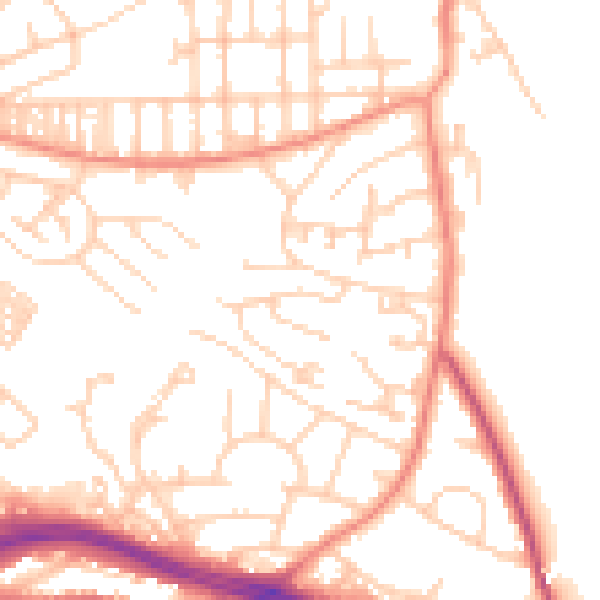 Daytime road noise heatmap for LS12 2JB