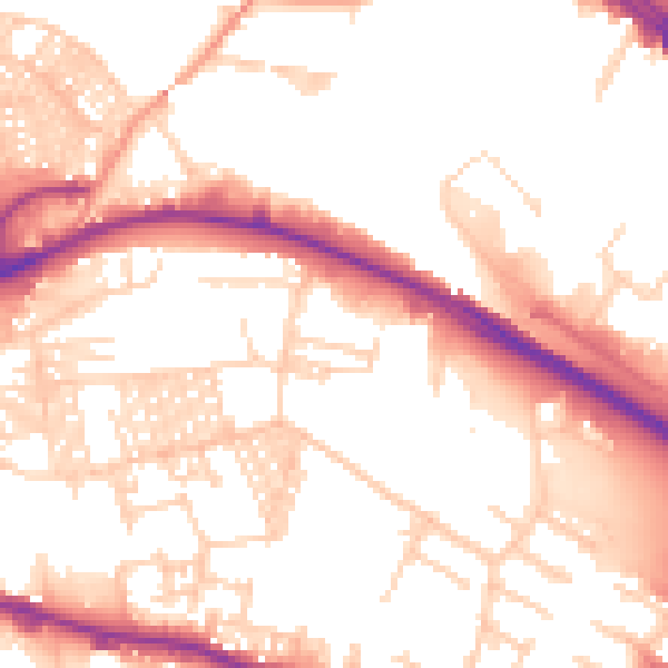 Daytime road noise heatmap for LS12 2JN