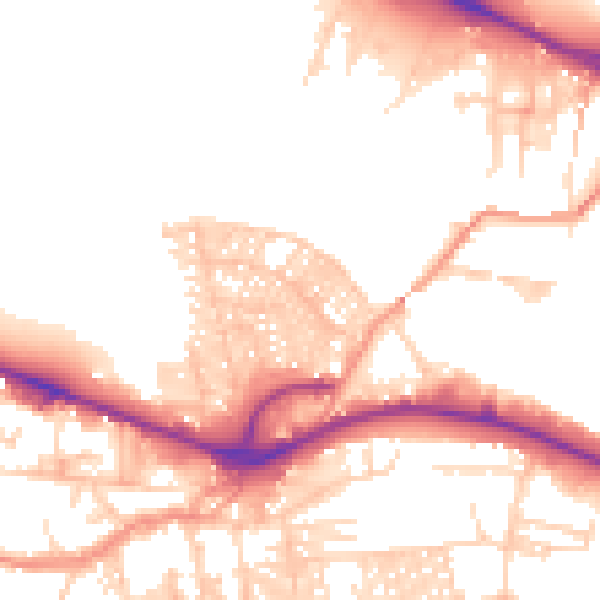 Daytime road noise heatmap for LS12 2NU