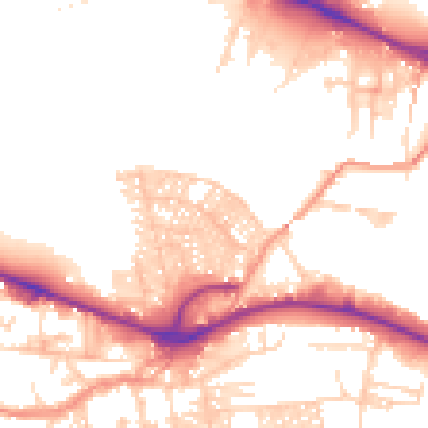 Daytime road noise heatmap for LS12 2NX