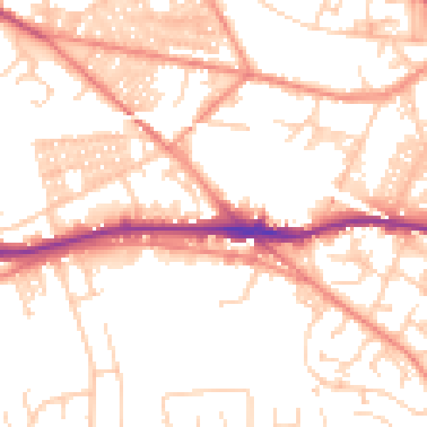 Daytime road noise heatmap for LS12 3XH