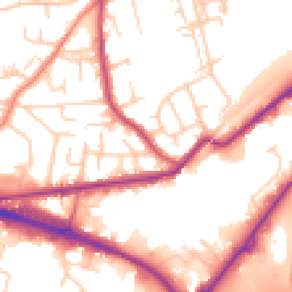 Daytime road noise heatmap for LS12 4AD