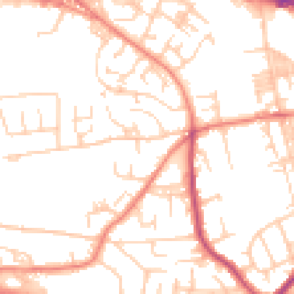 Daytime road noise heatmap for LS12 4EZ
