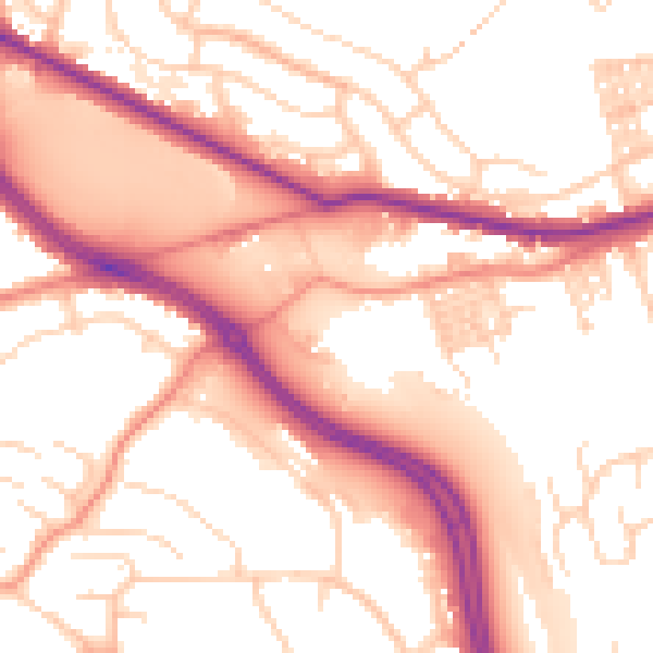 Daytime road noise heatmap for LS12 4FJ