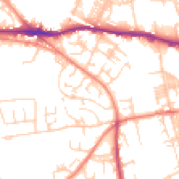 Daytime road noise heatmap for LS12 4LW