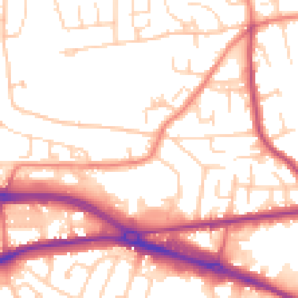 Daytime road noise heatmap for LS12 4PQ