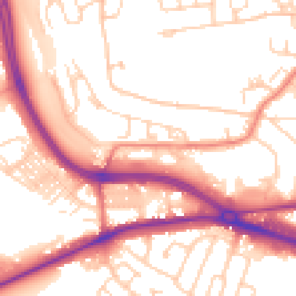 Daytime road noise heatmap for LS12 4PZ