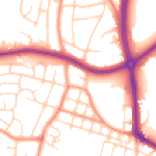 Daytime road noise heatmap for LS16 5AH