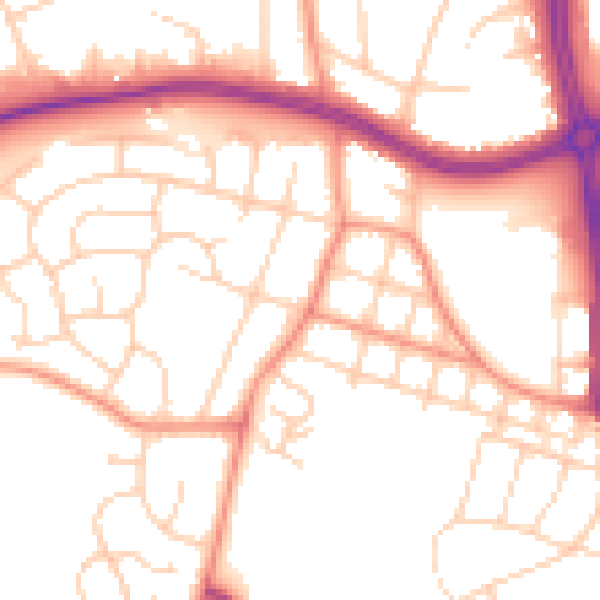 Daytime road noise heatmap for LS16 5BL