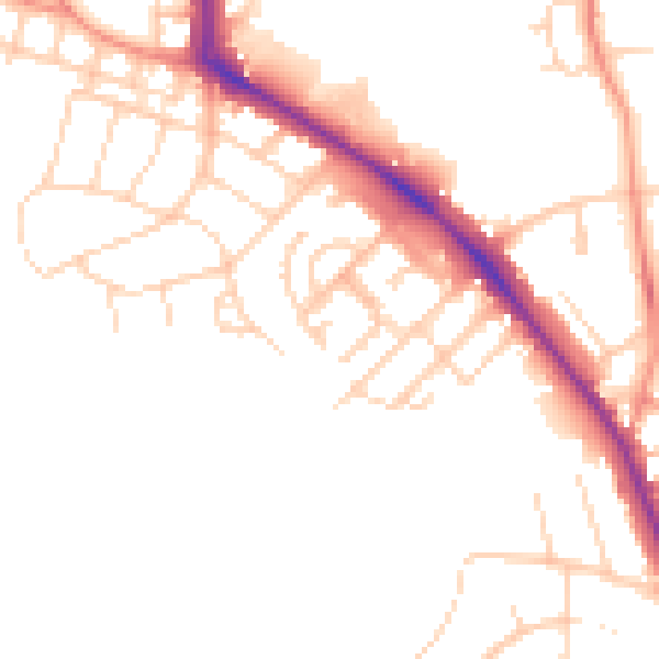 Daytime road noise heatmap for LS16 5RR