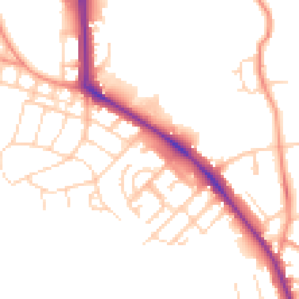 Daytime road noise heatmap for LS16 5RS