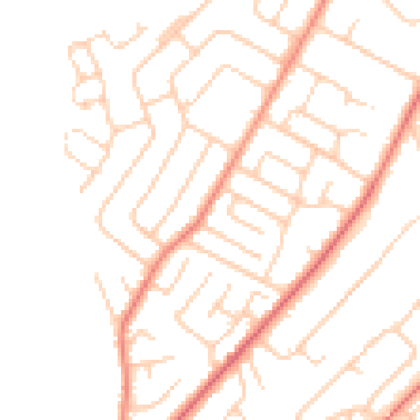 Daytime road noise heatmap for LS16 7JP