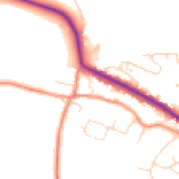 Daytime road noise heatmap for LS16 9AR