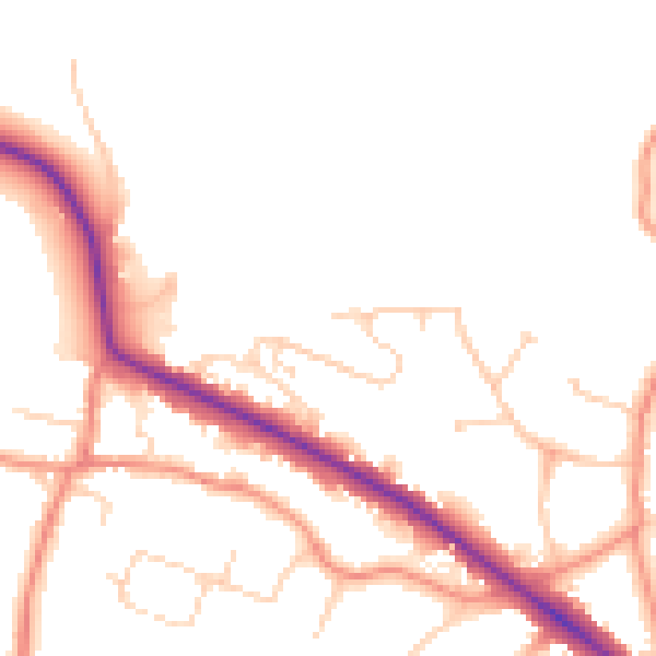 Daytime road noise heatmap for LS16 9JQ