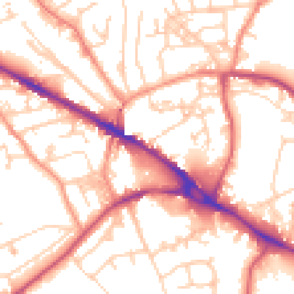 Daytime road noise heatmap for LS20 8AH