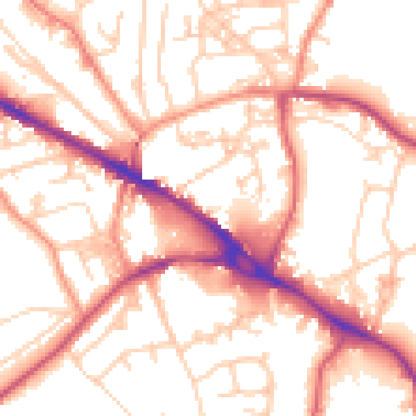 Daytime road noise heatmap for LS20 8AW