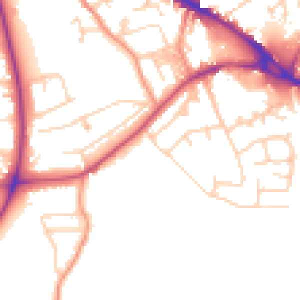 Daytime road noise heatmap for LS20 8AX