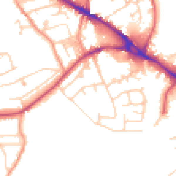 Daytime road noise heatmap for LS20 8AZ