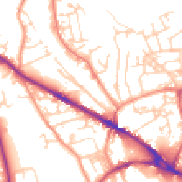 Daytime road noise heatmap for LS20 8BX
