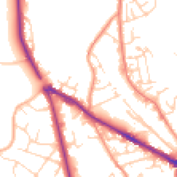 Daytime road noise heatmap for LS20 8DA