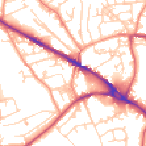 Daytime road noise heatmap for LS20 8DG