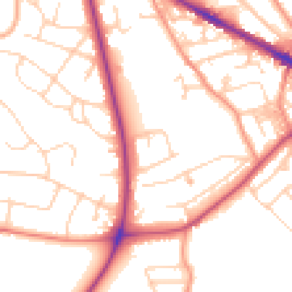 Daytime road noise heatmap for LS20 8DY