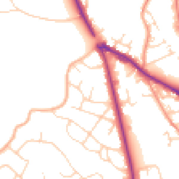 Daytime road noise heatmap for LS20 8JP
