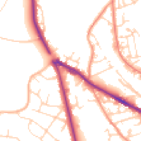 Daytime road noise heatmap for LS20 8LY