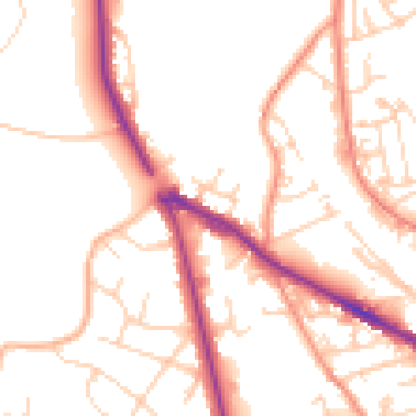 Daytime road noise heatmap for LS20 8LZ