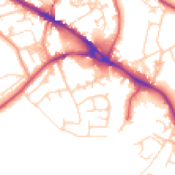 Daytime road noise heatmap for LS20 8QA