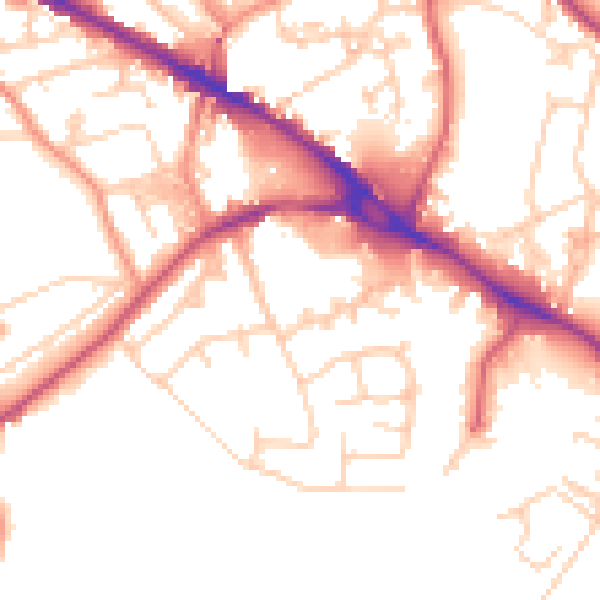 Daytime road noise heatmap for LS20 8QB