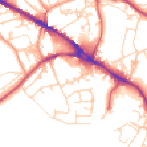 Daytime road noise heatmap for LS20 8QD