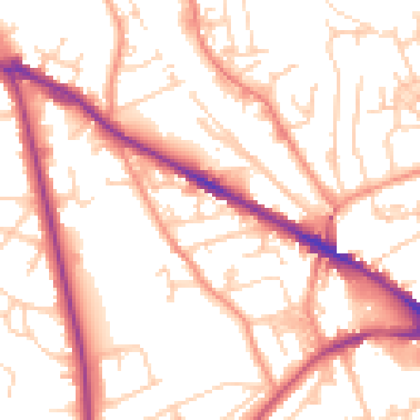 Daytime road noise heatmap for LS20 8QJ