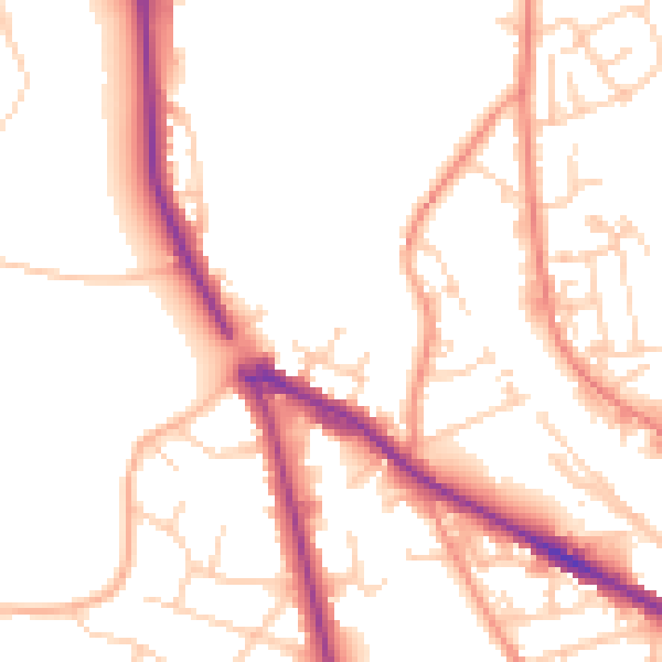 Daytime road noise heatmap for LS20 8QP