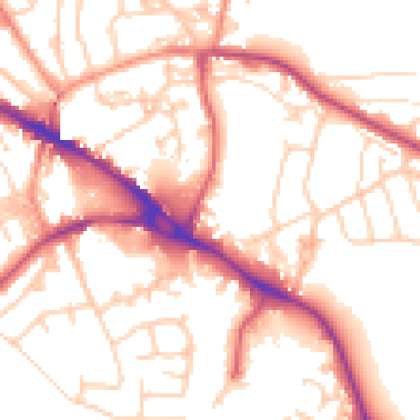Daytime road noise heatmap for LS20 9BU