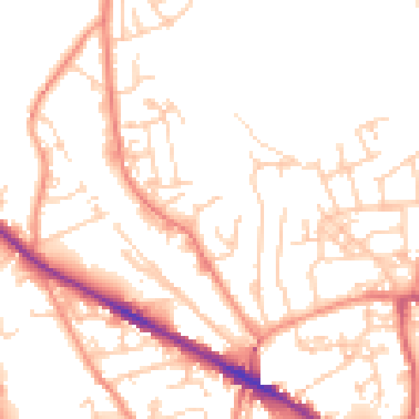Daytime road noise heatmap for LS20 9FD