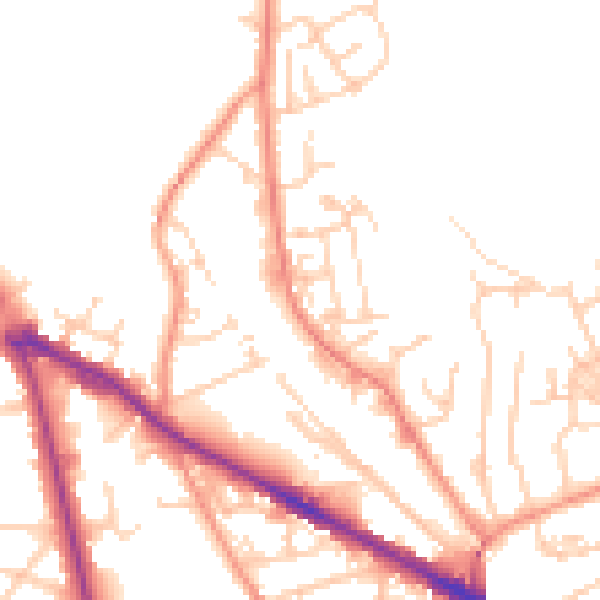 Daytime road noise heatmap for LS20 9PY