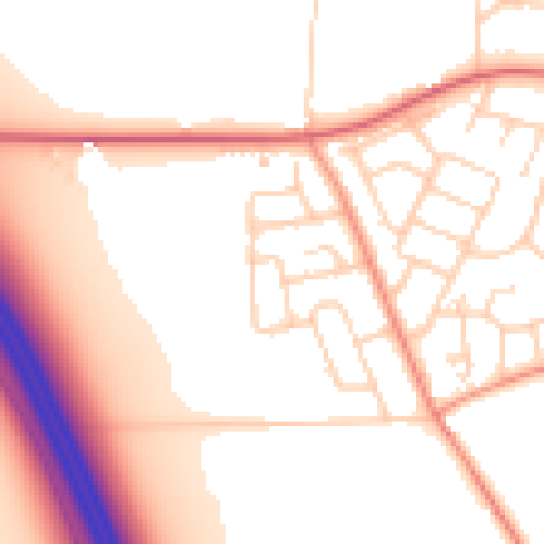 Daytime road noise heatmap for LS23 6PE