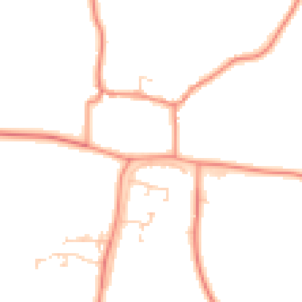 Daytime road noise heatmap for LS23 7BN