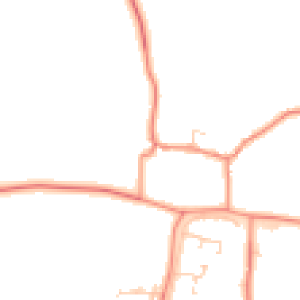 Daytime road noise heatmap for LS23 7DW