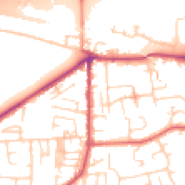 Daytime road noise heatmap for LS25 1AA