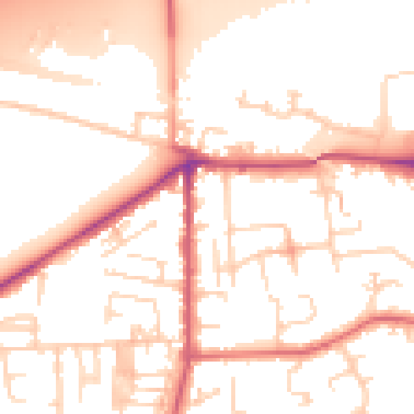 Daytime road noise heatmap for LS25 1AJ