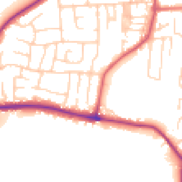 Daytime road noise heatmap for LS25 1BH