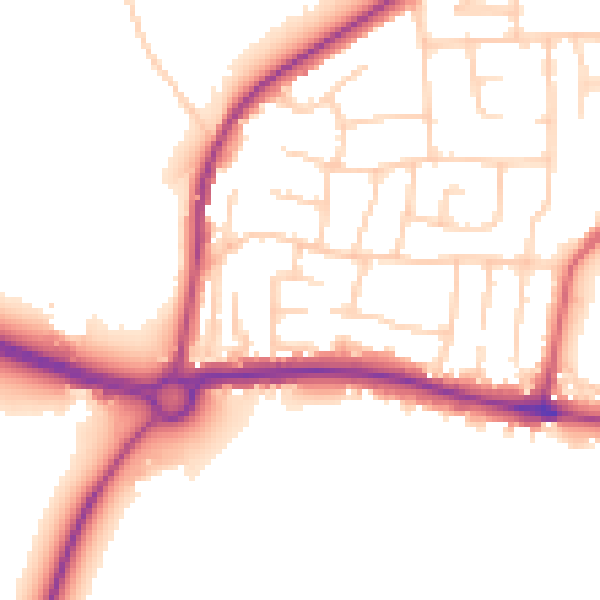 Daytime road noise heatmap for LS25 1DB